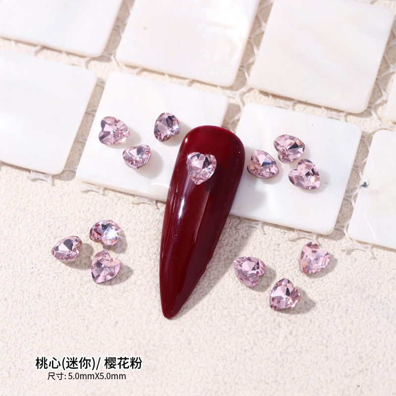 고품질 소녀 핑크 복숭아 하트-[5*5MM]