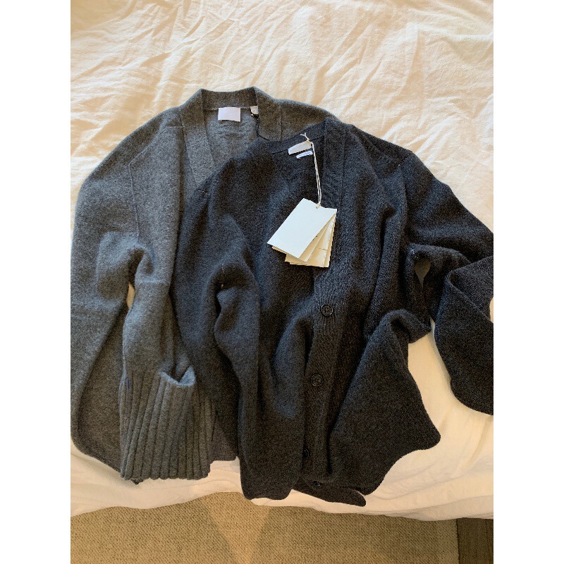 Choouan_ Looks Forward to Autumn 100% Wool Normcore Contrasting Color Inner Seam B@Br Classic V-Neck Cardigan