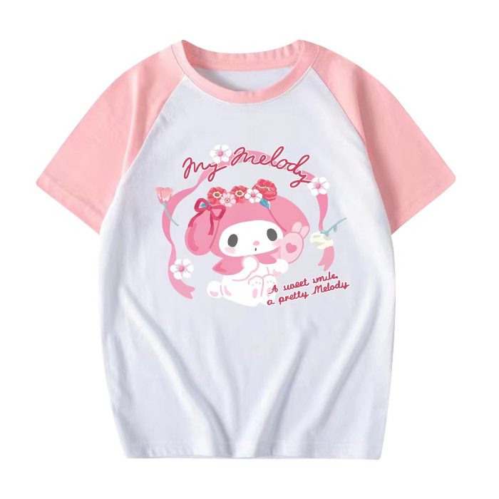 Kulomi Mereti Camiseta de manga corta para niñas 2025 Verano Yugui Dog Co-marca dulce ropa casual de algodón para niños