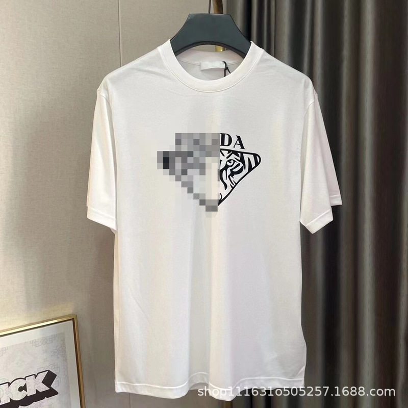 Pujia Pr's New T-Shirt Summer Printed Round Neck Loose Trendy Brand Short-Sleeved Male and Female Couple Model Family Model Dropshipping