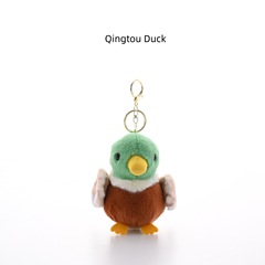 【創意】青頭鴨小動物ぬいぐるみ公仔カバン掛けキーホルダー玄鳳インコストラップ