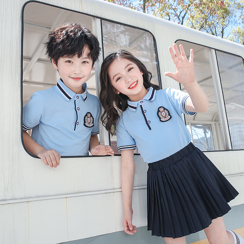 Kindergarten uniform summer suit new short-sleeved children's British college style class uniform primary and secondary school uniform customization