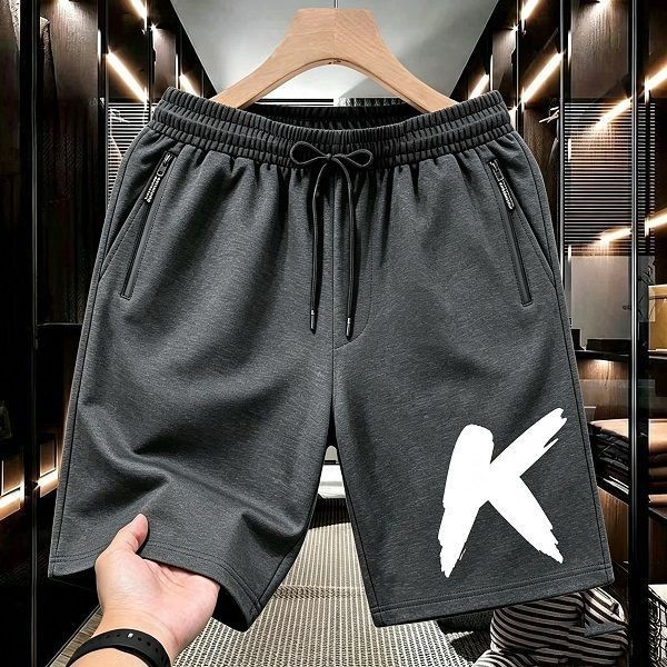 源厂一件起批夏季男士短裤 休闲五分裤K字母运动裤宽松大码半截裤