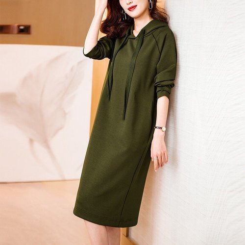 Korean Version New Long Sleeve Dress Women Southeast Asia AliExpress Cross-border Wholesale Plus Size Hooded Sweat Dress