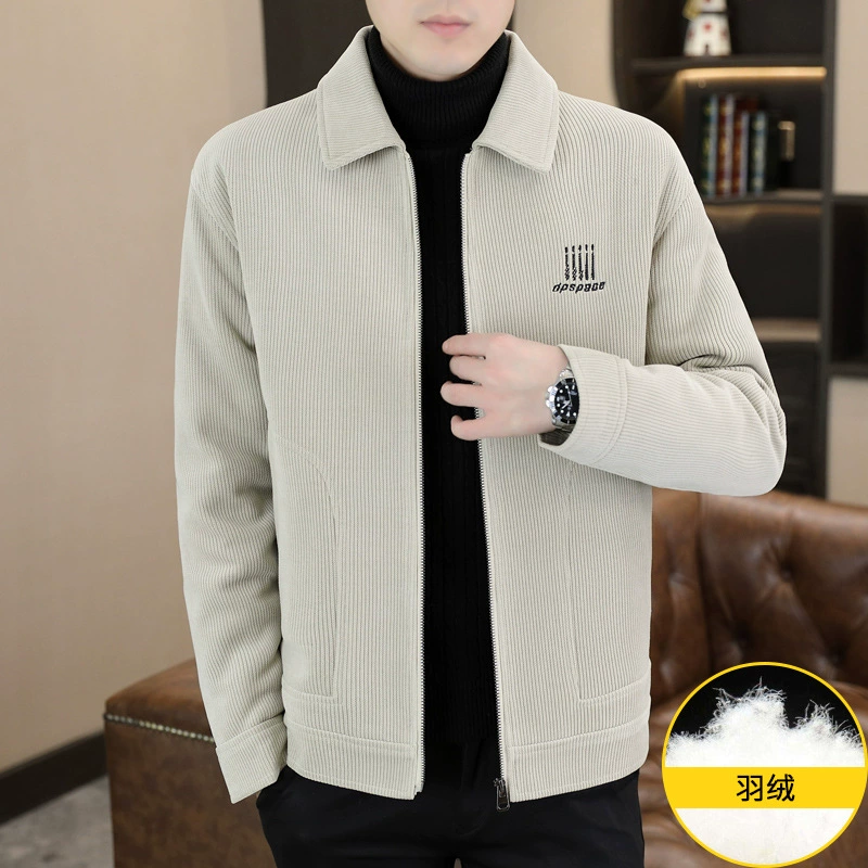 2023 зимнее новое шерстяное пальто с подкладкой, мужское Короткое шерстяное пуховое пальто с лацканами на молнии, теплое