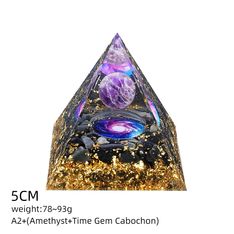 A2+紫晶+贴纸+黑曜碎石（5cm金字塔）