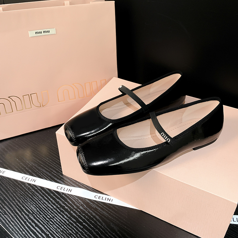 La madre de la uva se escapó, cariño ~ Cabeza cuadrada francesa con estilo de ballet salvaje Mary Jane zapatos planos mujer