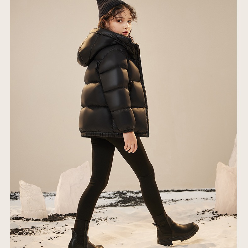 Chaqueta auténtica de plumón para niños, niños, niñas, chaqueta de terciopelo blanco para bebés, chaqueta corta de oro negro grueso