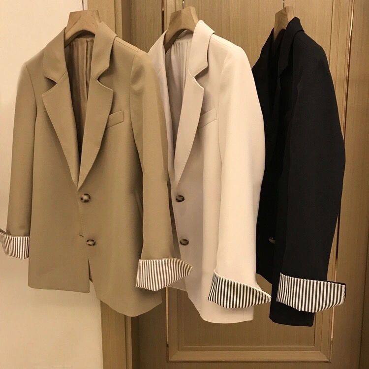 2026 Spring and Autumn New Korean Style Loose Design Flip-Sleeve Women's Khaki Blazer Jacket