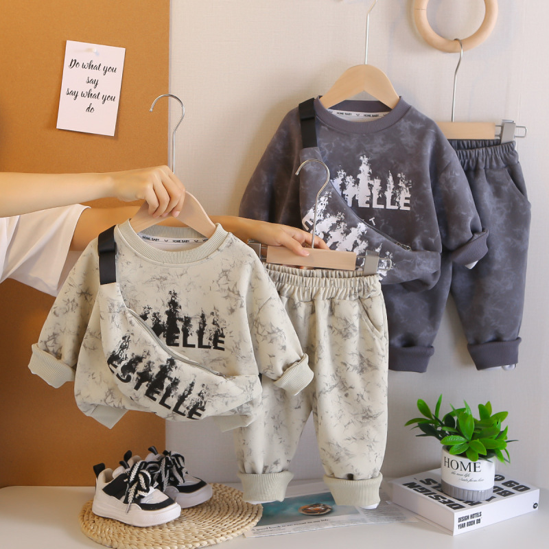Baby Bag Sportswear Wholesale 2025 Spring & Fall New Handsome Little Boy Tie-Dye Sweatshirt Two-Piece Set Kidsren's Clothing