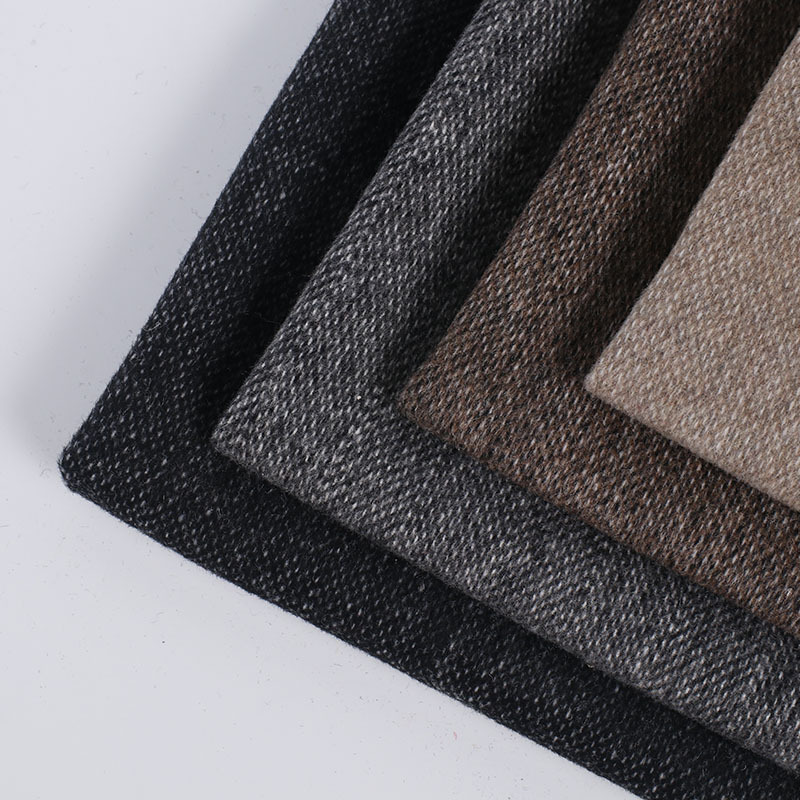 Wool Spinning Spot Wool Blended Spandex Double-Sided Herringbone 690g Cotton Thick Plaid Woolen Pants Coat Fabric