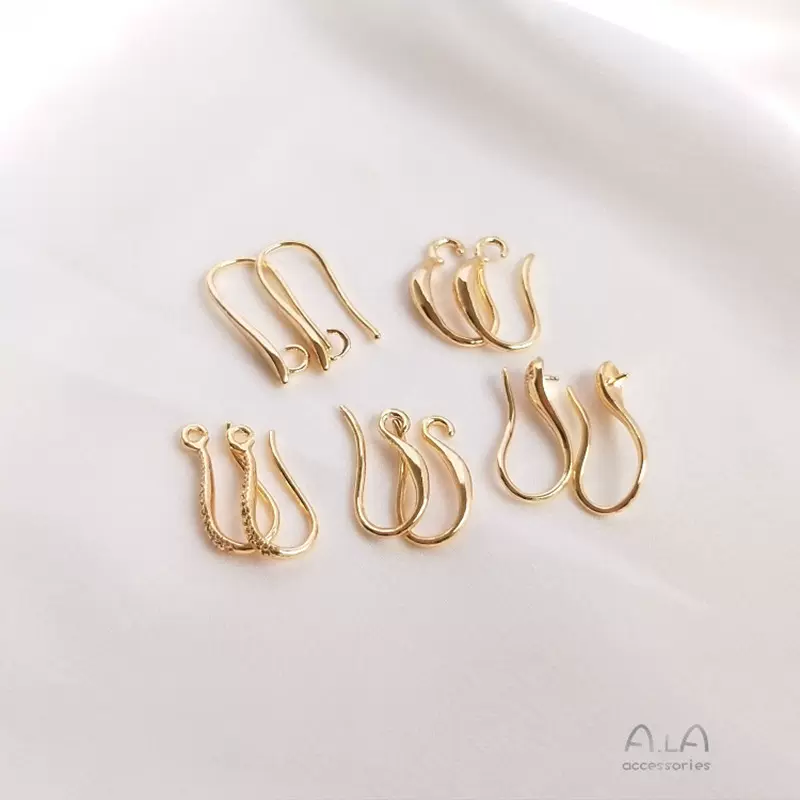 14K包金保色耳钩加厚带珠托耳针配件手工制作流苏耳钉耳饰diy材料