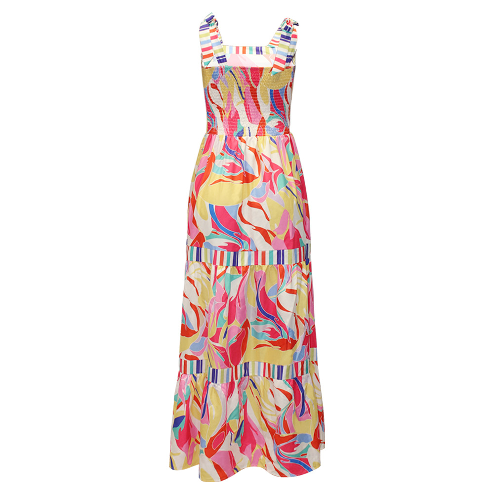 Women'S Gender Printing, Patchwork Design Casual Style Wholesale Women'S Casual Printing Patchwork Printing Daily Square Neck Sleeveless Swing Dress