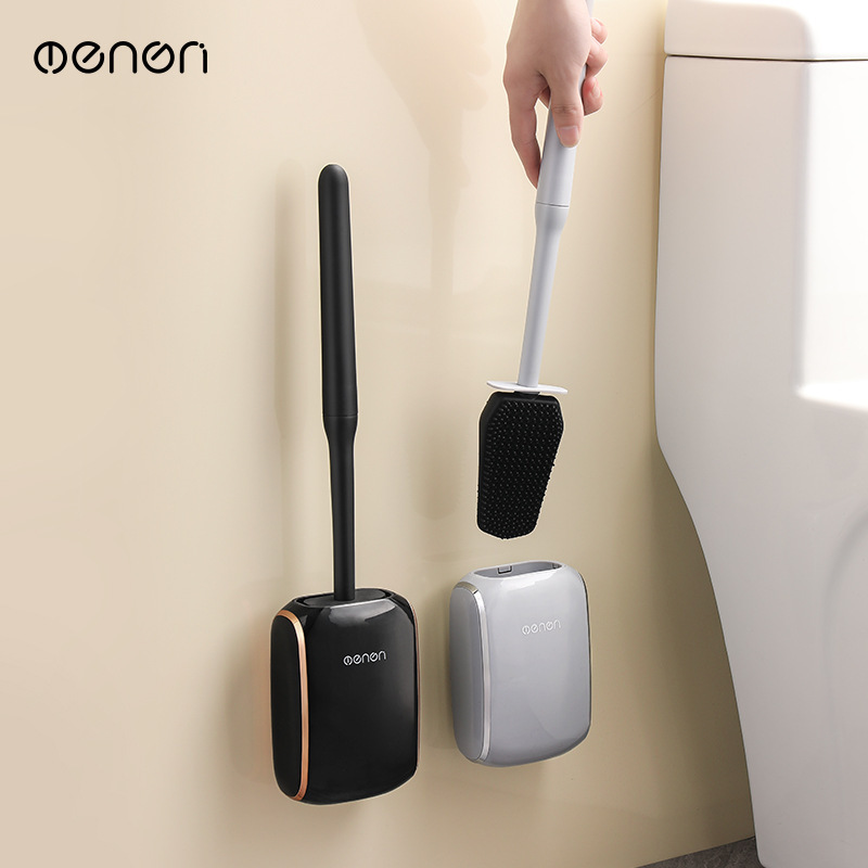 Toilet Brush Household Light Luxury No Dead Angle Non-Punch Toilet New Silicone Brush Toilet Wall Hanging Long Handle Cleaning
