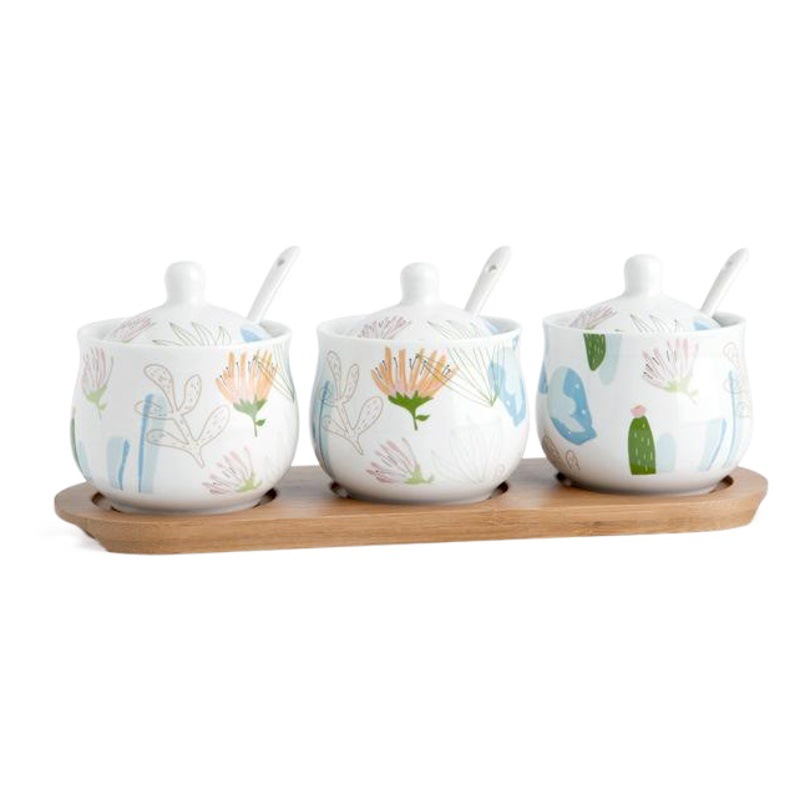 Nórdico hogar cerámica condimento tarro traje condimento caja sal tarro condimento tarro traje