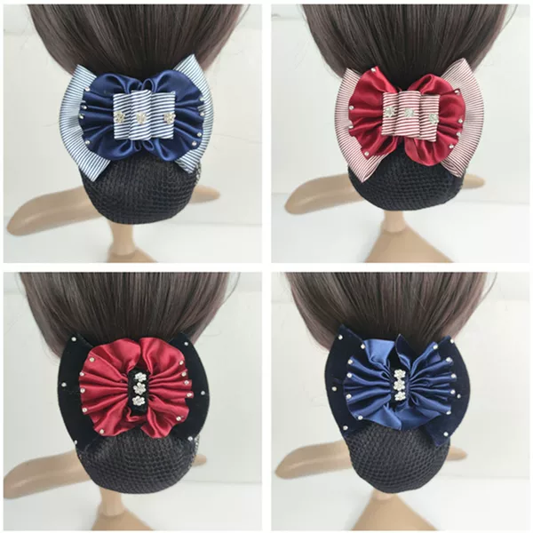 Job Head Flower Nurse Hair Net Bag Attendant Stewardess High-grade Diamond Head Flower Professional Work Hair Net Hairpin Female