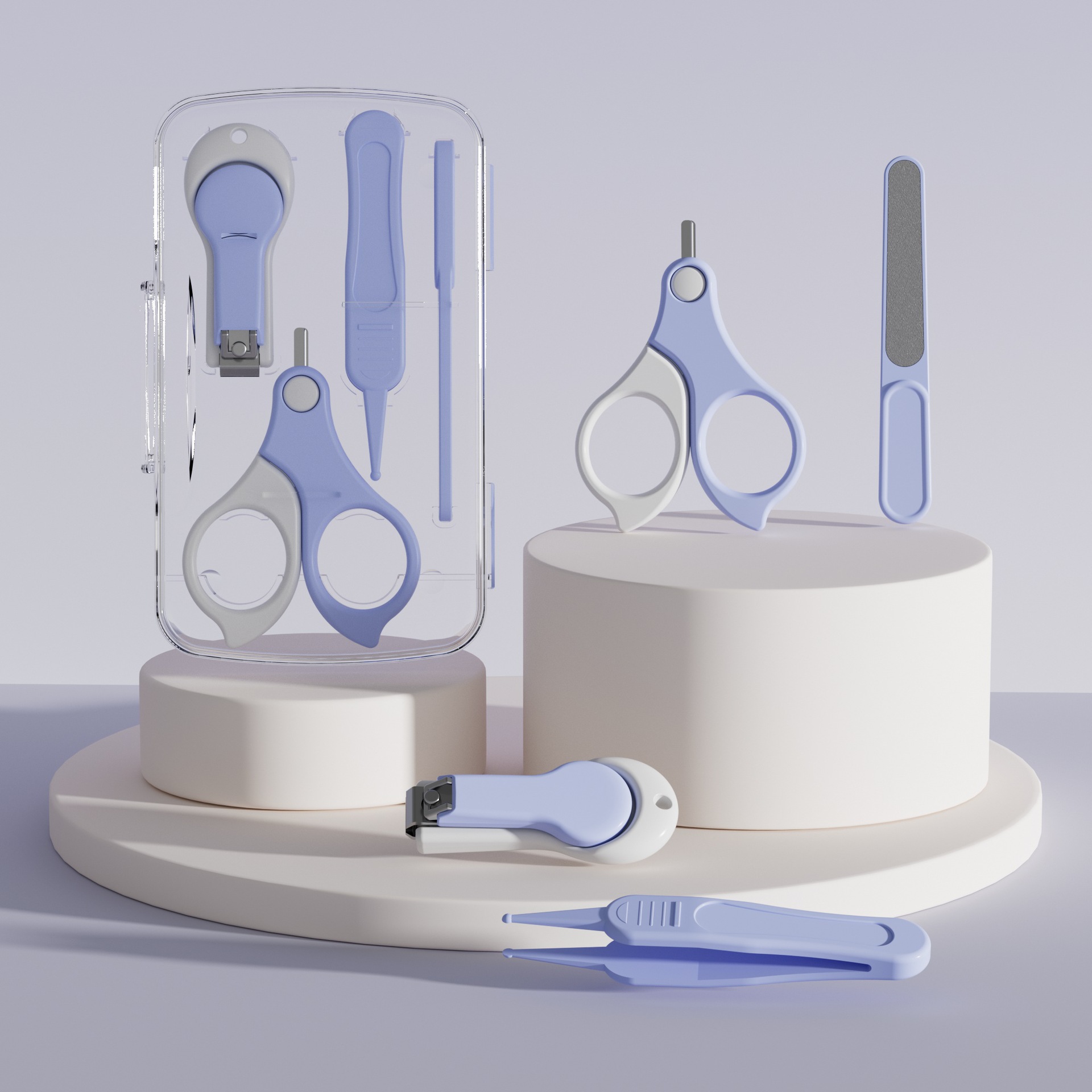 Синий прозрачный набор кусачек для ногтей из 4 предметов