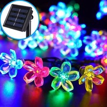 跨境太阳能彩灯led樱花灯串圣诞树灯节日户外花园庭院装饰氛围灯