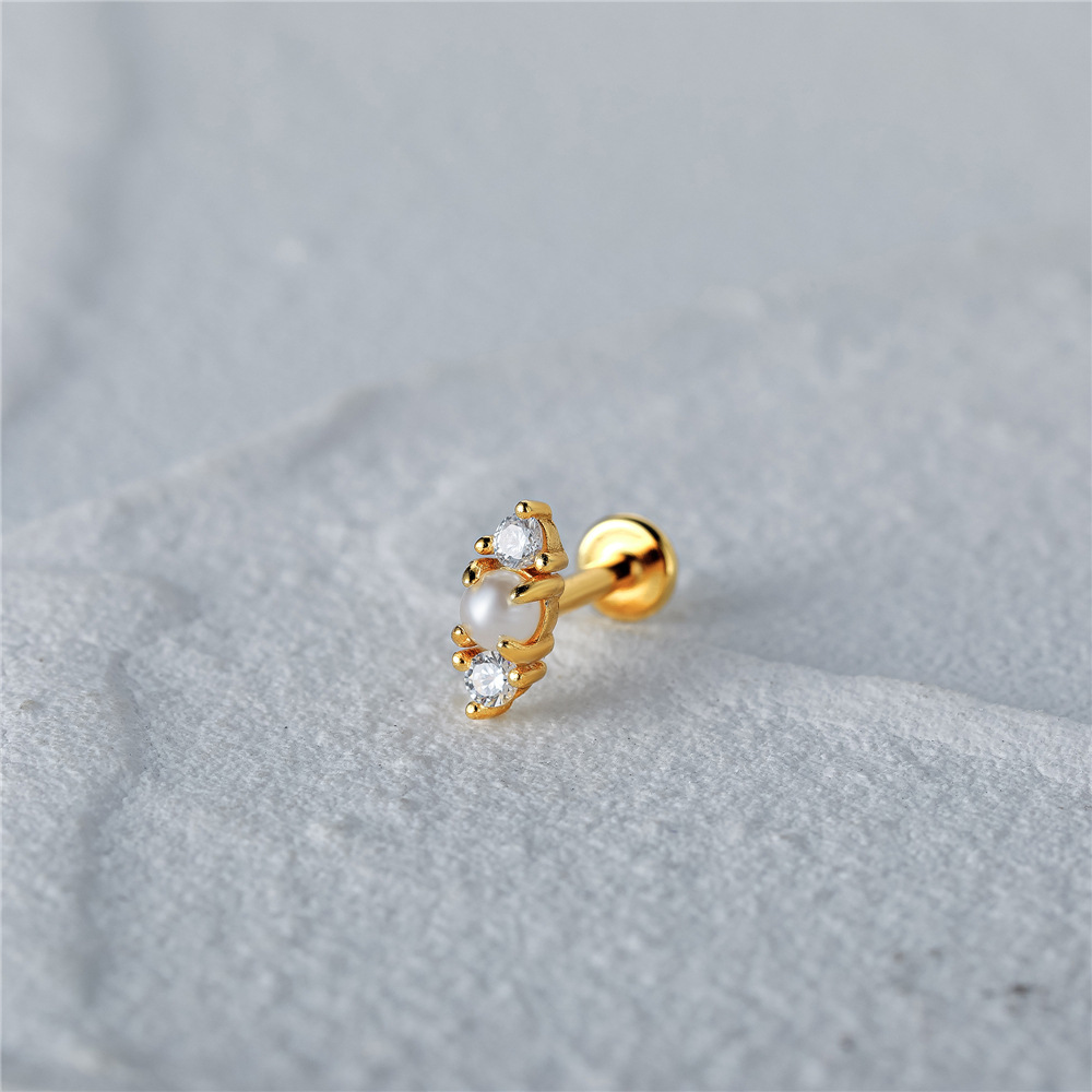 Simple Style Geometric Butterfly Sterling Silver Plating Zircon Ear Studs 1 Piece