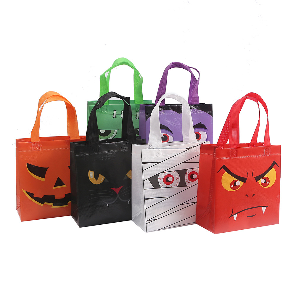Bolsa no tejida Bolsa de tela no tejida de Halloween Bolsa de embalaje de compras impresa Bolsa de regalo de dulces de fiesta al por mayor