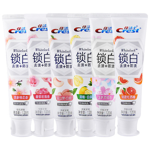 120g Crest Toothpaste Wholesale White Lock 3D White Fluoride Solid Teeth Fresh Breath Sakura White Peach Stain Remover