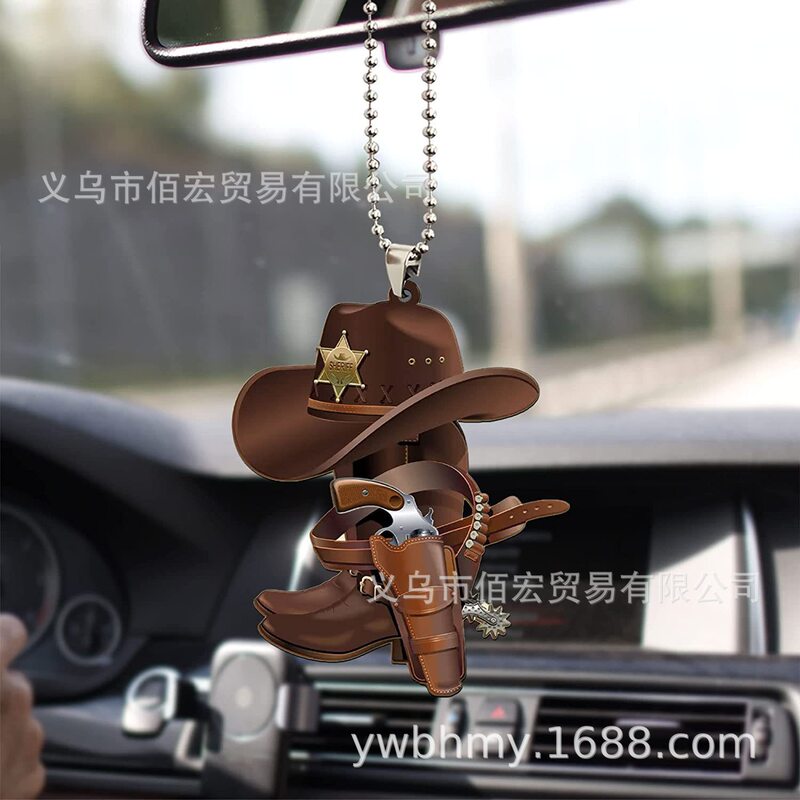 Cross-border New Product Unique Saddle Cowboy Cowboy Hat Boots Wild West Car Rearview Mirror Accessories Car Hanging Accessories Cross-border New Product Unique Saddle Cowboy Cowboy Hat Boots Wild West Car Rearview Mirror Accessories Car Hanging Accessories