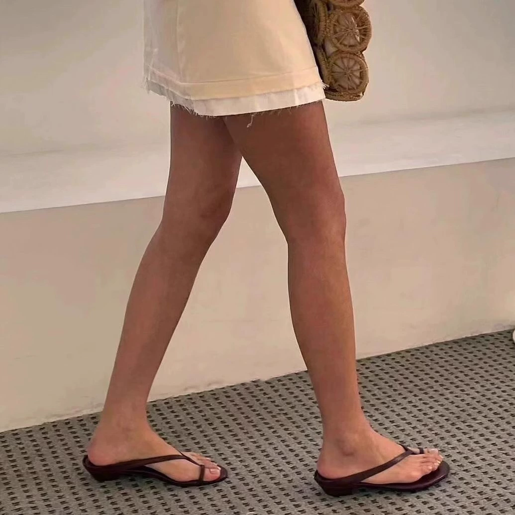 Small design flip flops, summer slippers, universal slide, shoes, trend of season, 2025 years