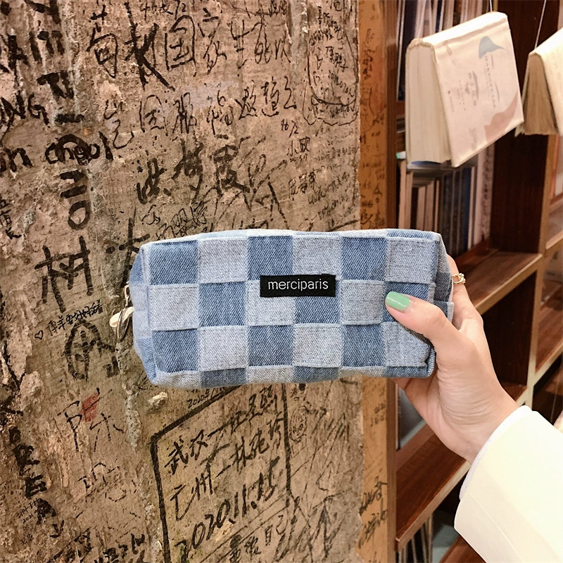 Пенал Brand — вместительная школьная сумка для канцелярии, клетчатые и леопардовые принты, средний