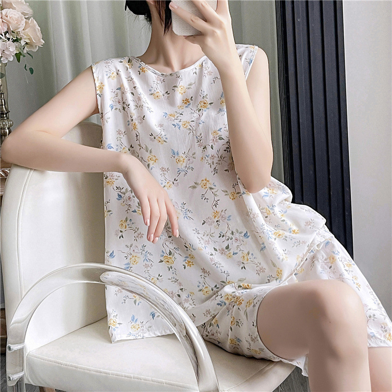 Nuevo pijama de verano de las mujeres de algodón fino de seda lindo de dibujos animados sexy estilo coreano más tamaño traje de dos piezas desgaste del hogar de verano