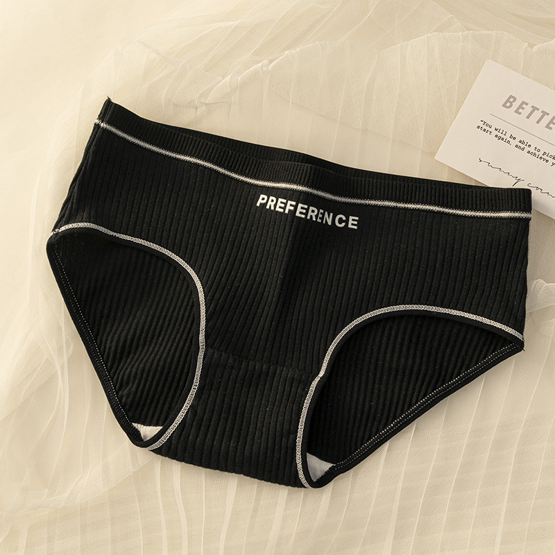Nueva ropa interior de algodón de las mujeres transpirable algodón inferior entrepierna letra impresa chica calzoncillos deportes estilo chica ropa interior