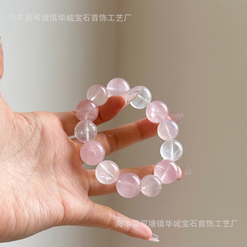 天然ローズクォーツ六芒星ライトパウダービーズクリスタルブレスレットクリスタルブレスレットスノーフレークホワイトゴーストスター同じスタイル|undefined