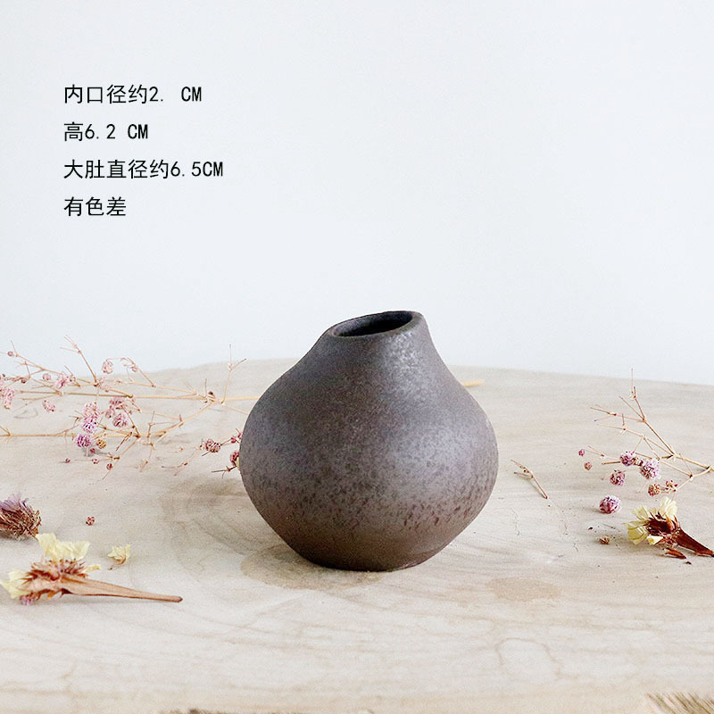 迷你水培小花瓶陶瓷复古餐桌装饰品摆件办公室桌面绿植铜钱草茶玩|undefined