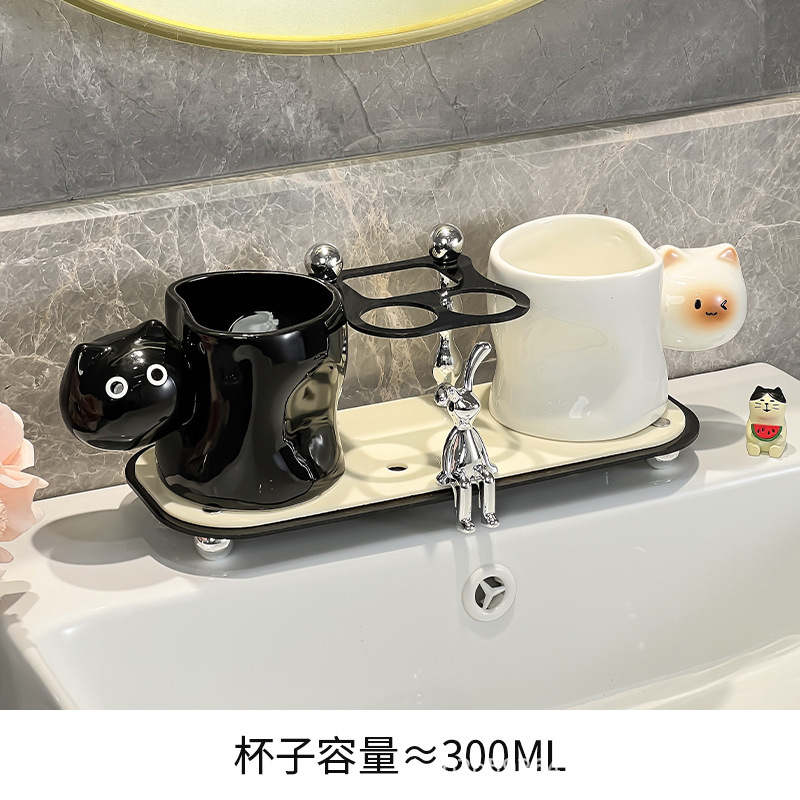 暹罗猫陶瓷漱口杯家用刷牙杯卫生间情侣洗漱杯牙膏牙缸牙具高颜值|undefined