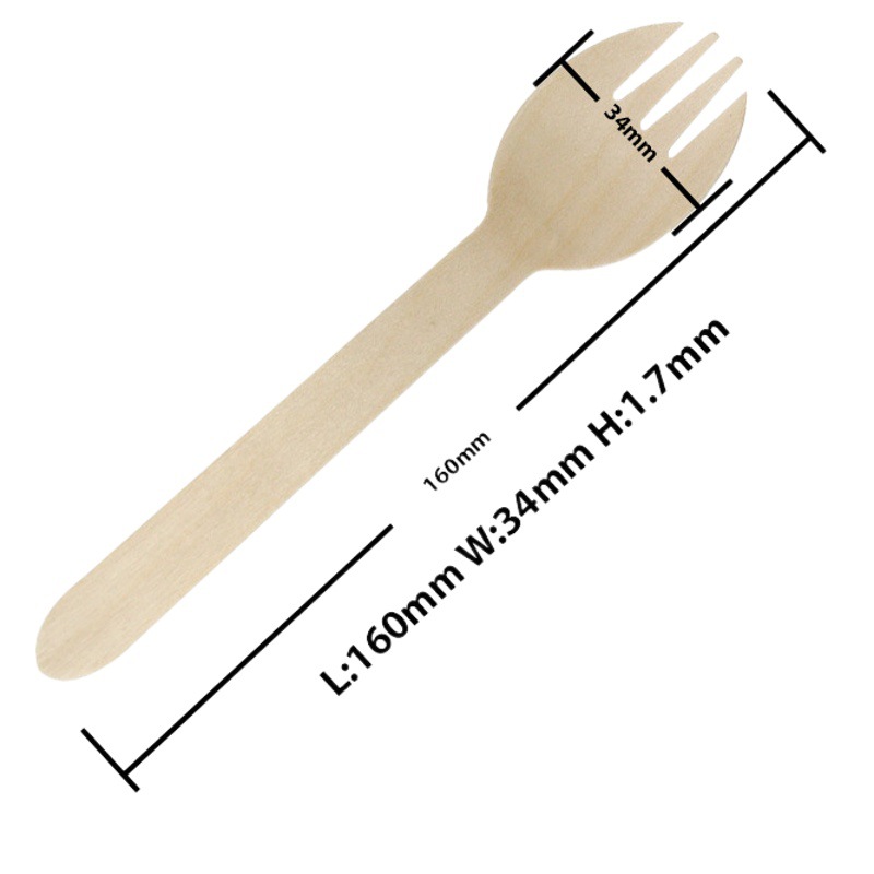 160mm cuchara tenedor desechable de madera respetuoso del medio ambiente té de leche degradable bebida fría degustación para llevar cuchara de sopa comida rápida 100 piezas