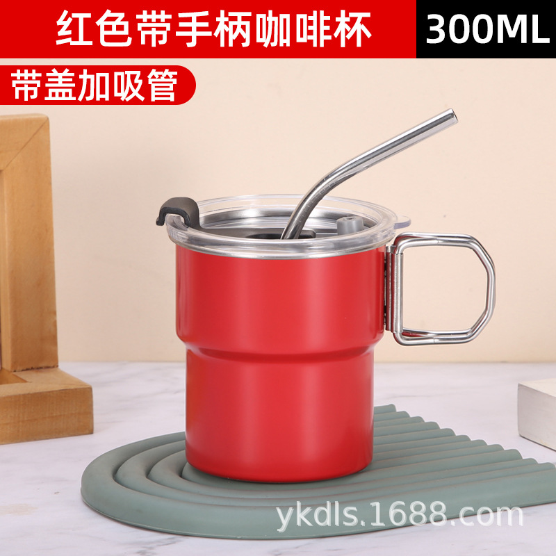 Taza de escalón de una sola capa para exteriores Taza de café de acero inoxidable 304 ins Vaso de cerveza de camping de borde rizado conveniente de alto valor