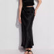 [Acetic Acid] Black Design Long Skirt for Women 2024 Summer New High Waist Slit Gilt Skirt