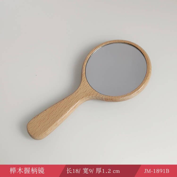 特別な木製ミラー化粧鏡女性のポータブル無垢材手持ち化粧鏡大型手持ちミラーラウンド卸売彫刻|undefined