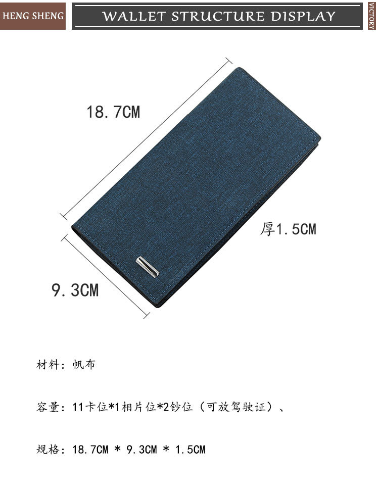 Mode Lange Brieftasche Dünne Schnalle Koreanische Casual Brieftasche Multifunktionale Neue Canvas-kupplung display picture 4