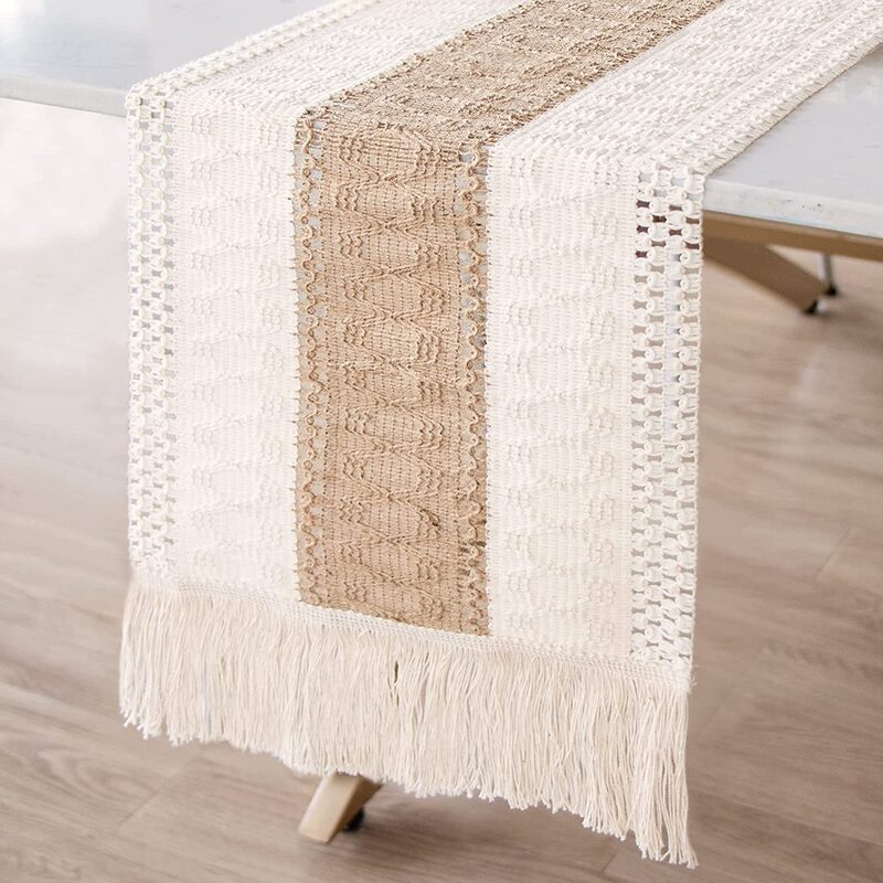 U.S. Cross-border Tassel Table Towel Bohemian Coarse Linen Cotton Crochet Party Decoration Long Table Flag Factory
