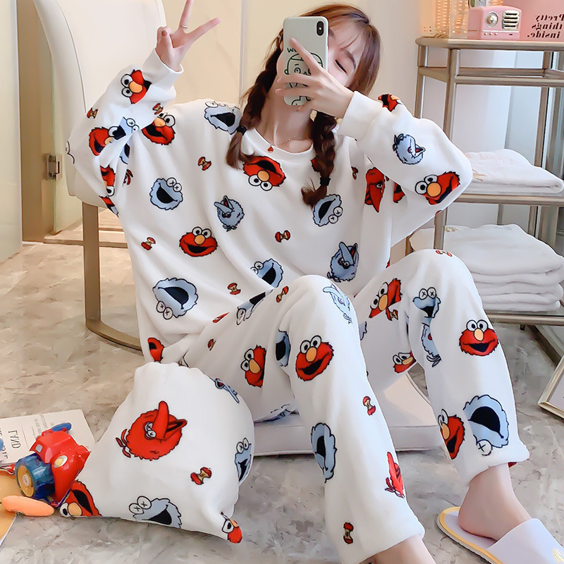 Otoño y invierno pijamas mujeres coral veludo engrosado 2024 nuevos estudiantes cálidos franela invierno conjunto de ropa para el hogar image 12