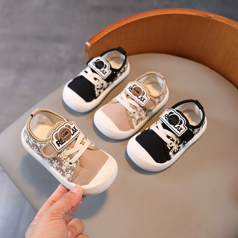 Детская парусиновая обувь без шнуровки для мальчиков 2023 Весна и осень Новая обувь для досок для мальчиков детская Тканевая обувь для малышей