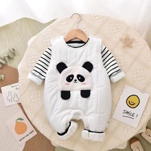 宝宝背带裤套装春秋冬季2023新款婴儿加厚冬装衣服加绒保暖两件套