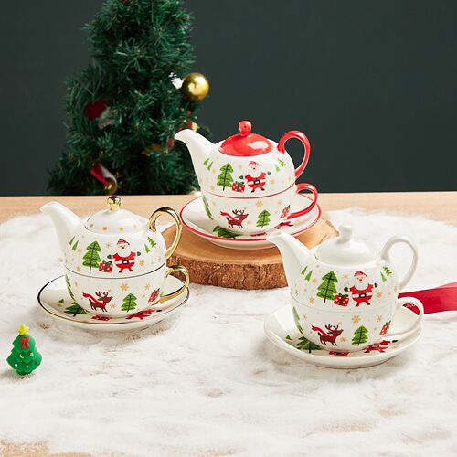 Gold-plated tea set, Instagram Christmas ceramic cups and plates, Amazon best-selling unique Christmas gifts, logo printing available