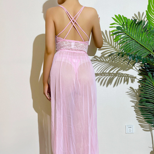 Cross-border European and American hot-selling sexy pajamas set, sexy underwear, home wear, nightgown, see-through outfit, bed flirting for women