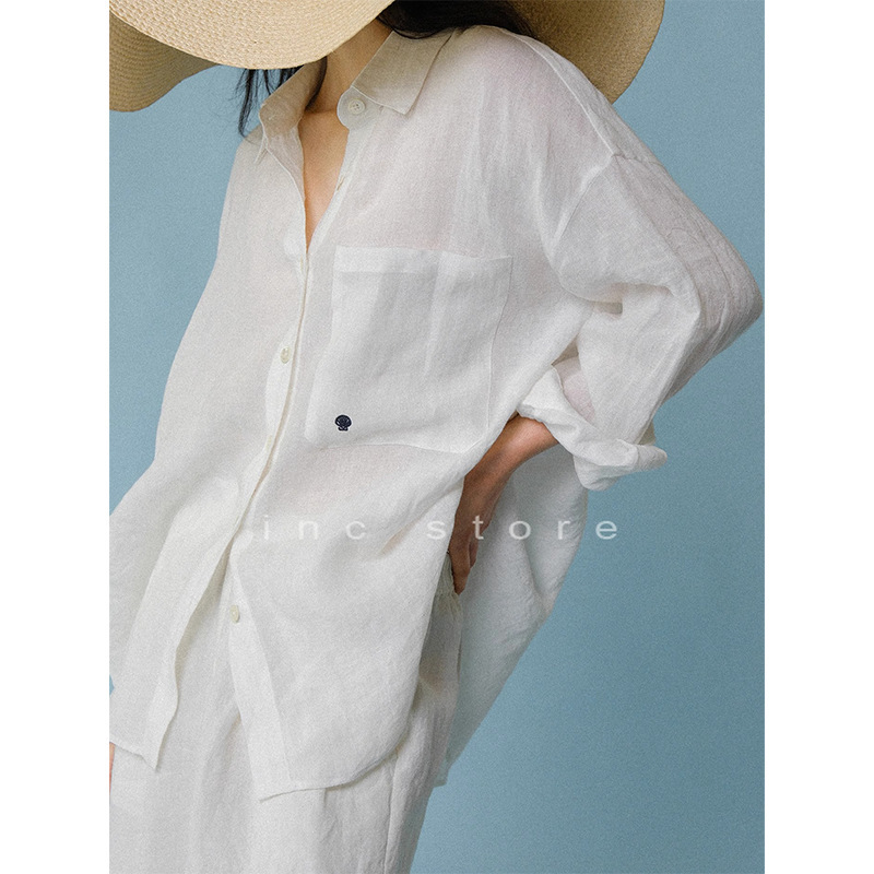 Blank Shirt Women's Tops 2025 New Long-Sleeved Casual Cotton and Linen Shirts Early Autumn