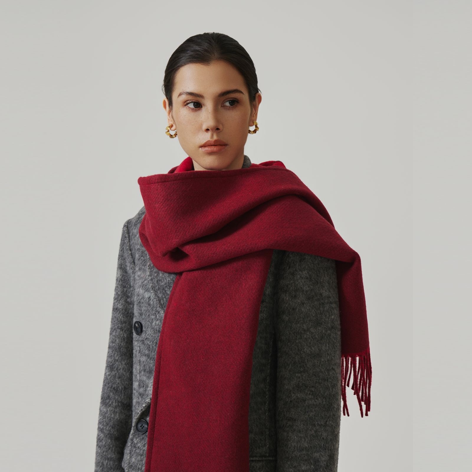 Capa de lana con capucha de doble cara nueva bufanda de todo fósforo para mujer otoño e invierno de alta gama babero de invierno chal simple al por mayor