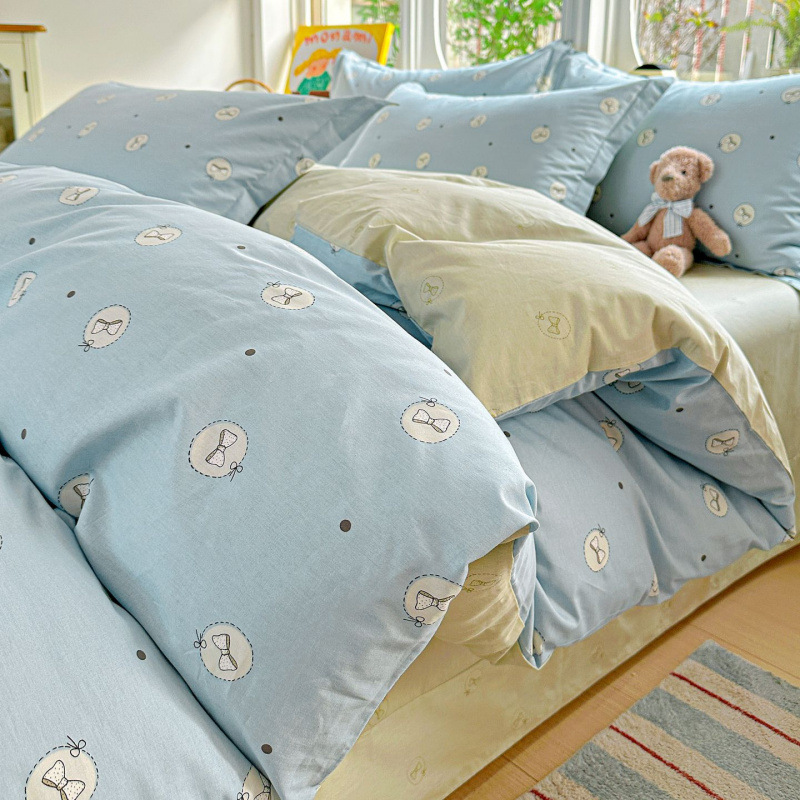 ins caricatura para niños algodón cama de cuatro piezas set 100 sábanas de flor de algodón sábanas