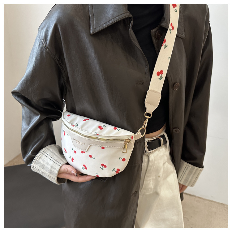 97g Weight Polyester Lining Material Zipper Closure Type Single Shoulder Strap Strap Type Fanny Pack Bags Type Holiday, Daily Occasion PU Material Cherry Pattern All Seasons Season Women's Gender Cute, Streetwear Style Dumpling Shape Shape Women's Cute Streetwear Cherry PU Waist Bags 4