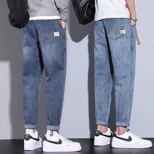 Spring and Autumn Jeans Men's Loose Straight Trendy Brand Summer Thin Casual Nine-point Long Pants 2024 New Arrival