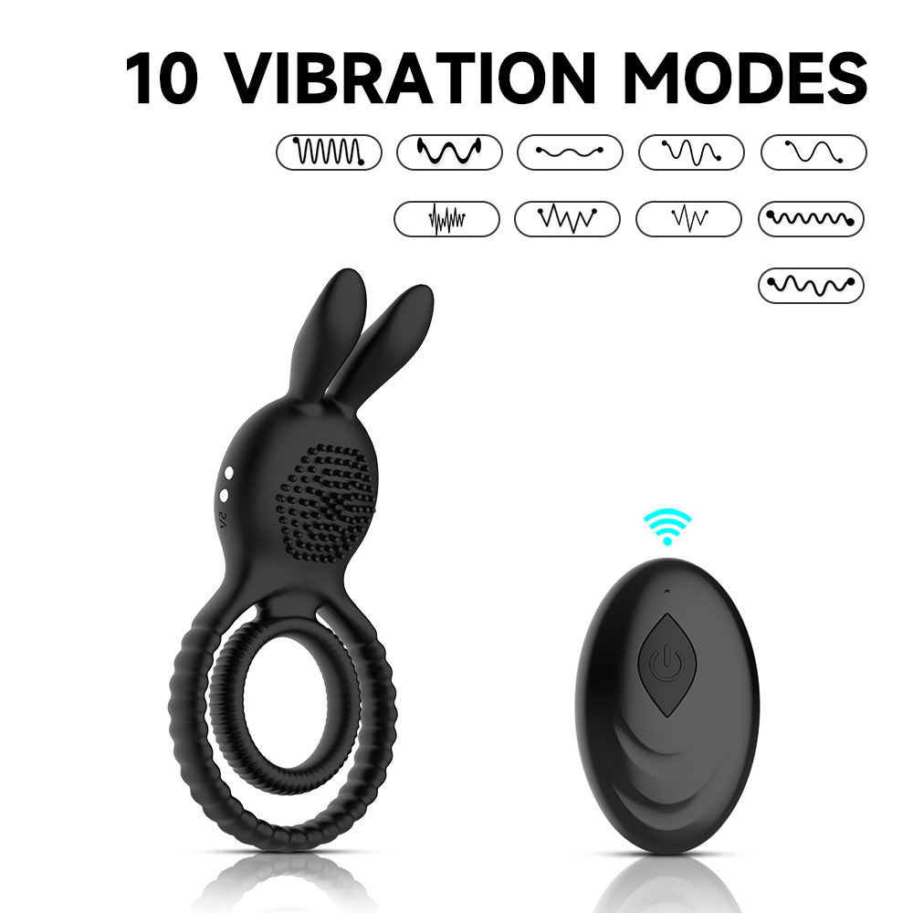 Remote Control Vibrating Rabbit Cock Ring with Silicone Body and Button Control — detail image 6